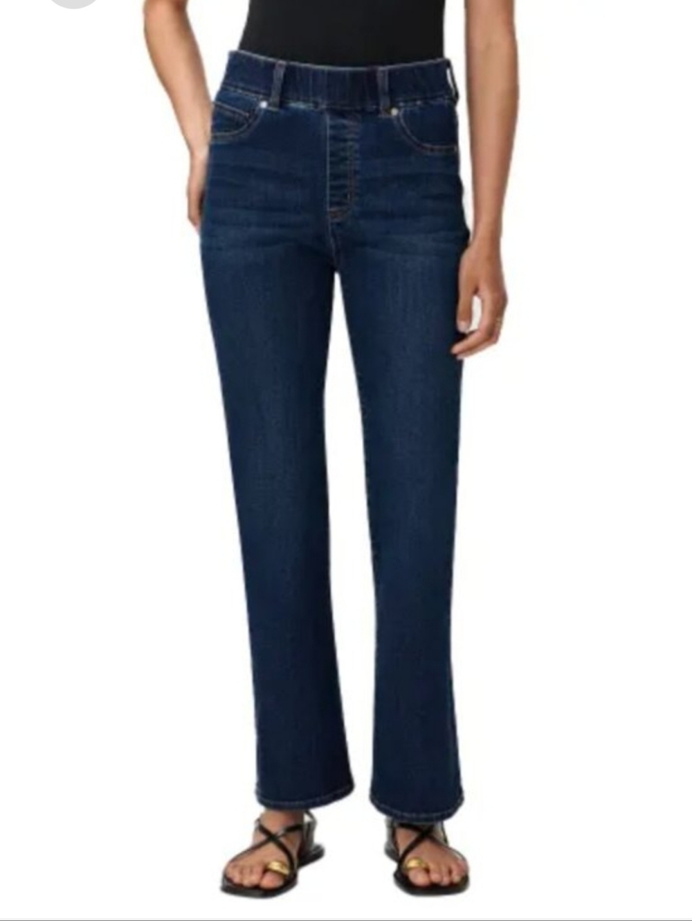 Quince Nina Dark Blue Kick Flared High-Rise Pull On Jeans NWOT